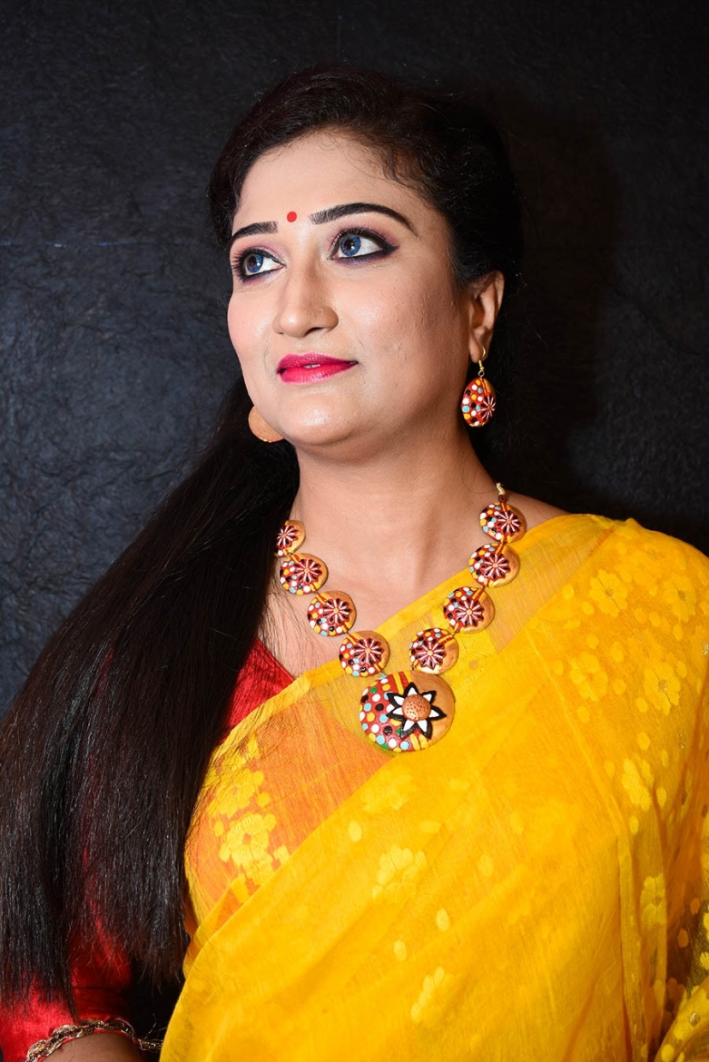 Aabharana Handmade Golden Colored Terracotta Necklace Set